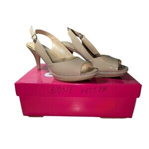 9 & Co. Bone Faux Leather Slingbacks Heels - Size 6M with Original Box